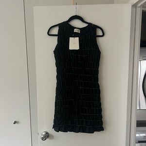 DISSH DAVINA BLACK SHIRRED MINI DRESS